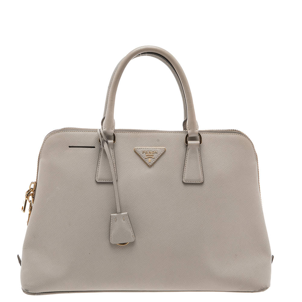 Pre Owned Prada Grey Saffiano Leather Dome Satchel