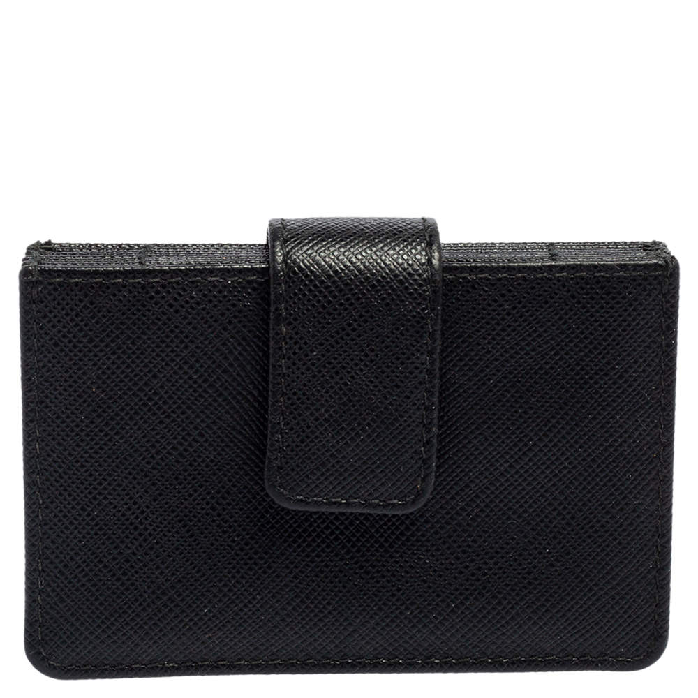مملوكة مسبقًا حافظة بطاقات برادا اكورديون جلد سافيانو لوكس أسود