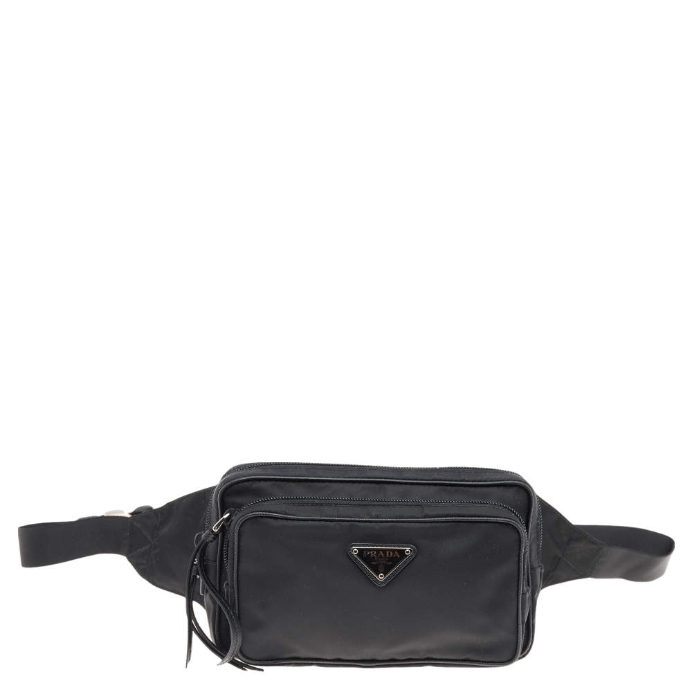 Pre Owned Prada Black Nylon Waist Belt Bag
