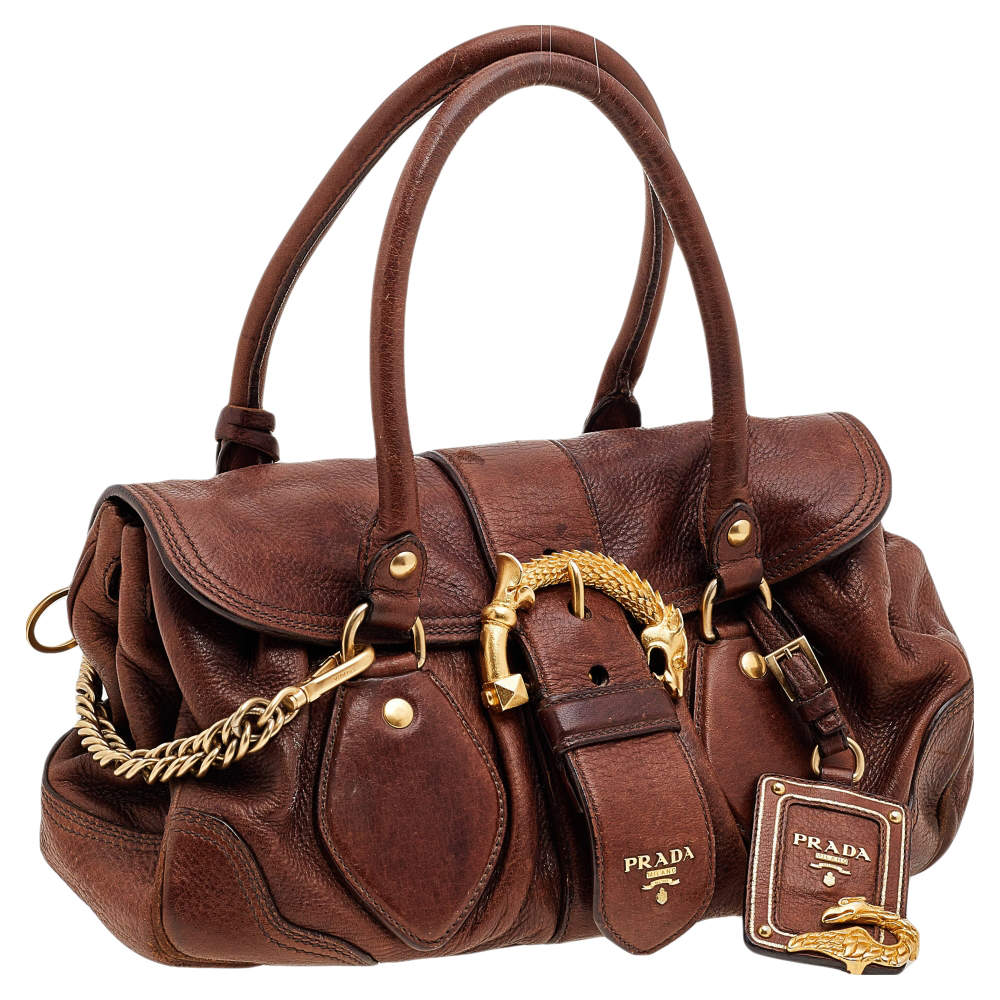 Prada Brown Leather Dragon Satchel Prada | TLC