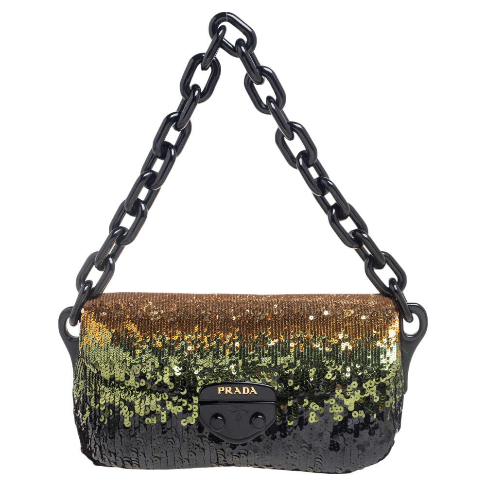 Pre Owned Prada Multicolor Sequins Chain Shoulder Bag