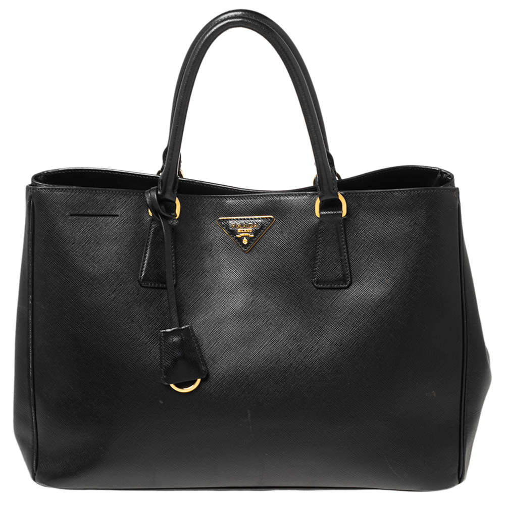 Pre Owned Prada Black Saffiano Lux Leather Large Galleria Tote
