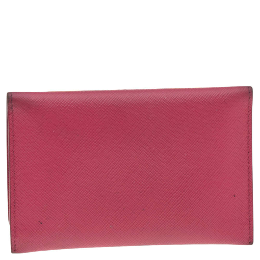 Prada Pink Saffiano Leather Flap Business Card Holder Prada | TLC