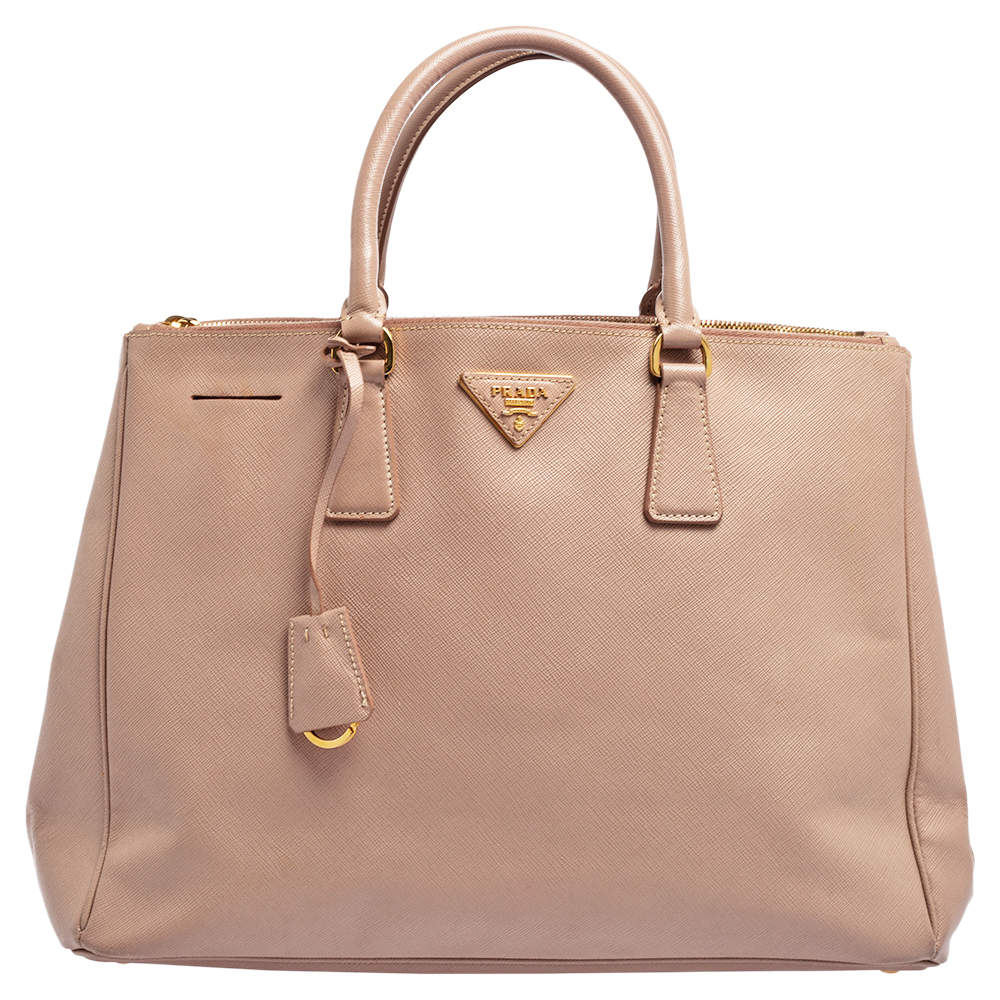 Pre Owned Prada Dusty Pink Saffiano Lux Leather Large Galleria Tote