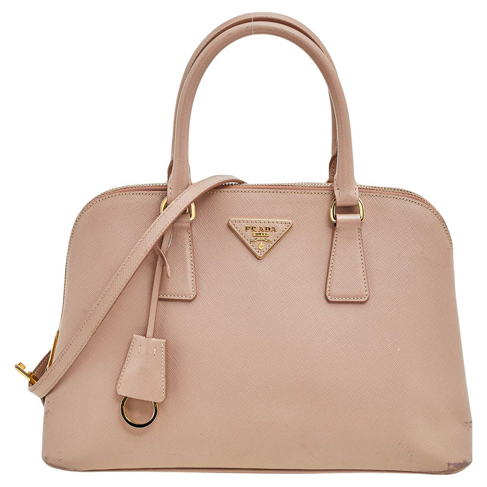 Pre Owned Prada Beige Saffiano Lux Leather Medium Promenade Satchel