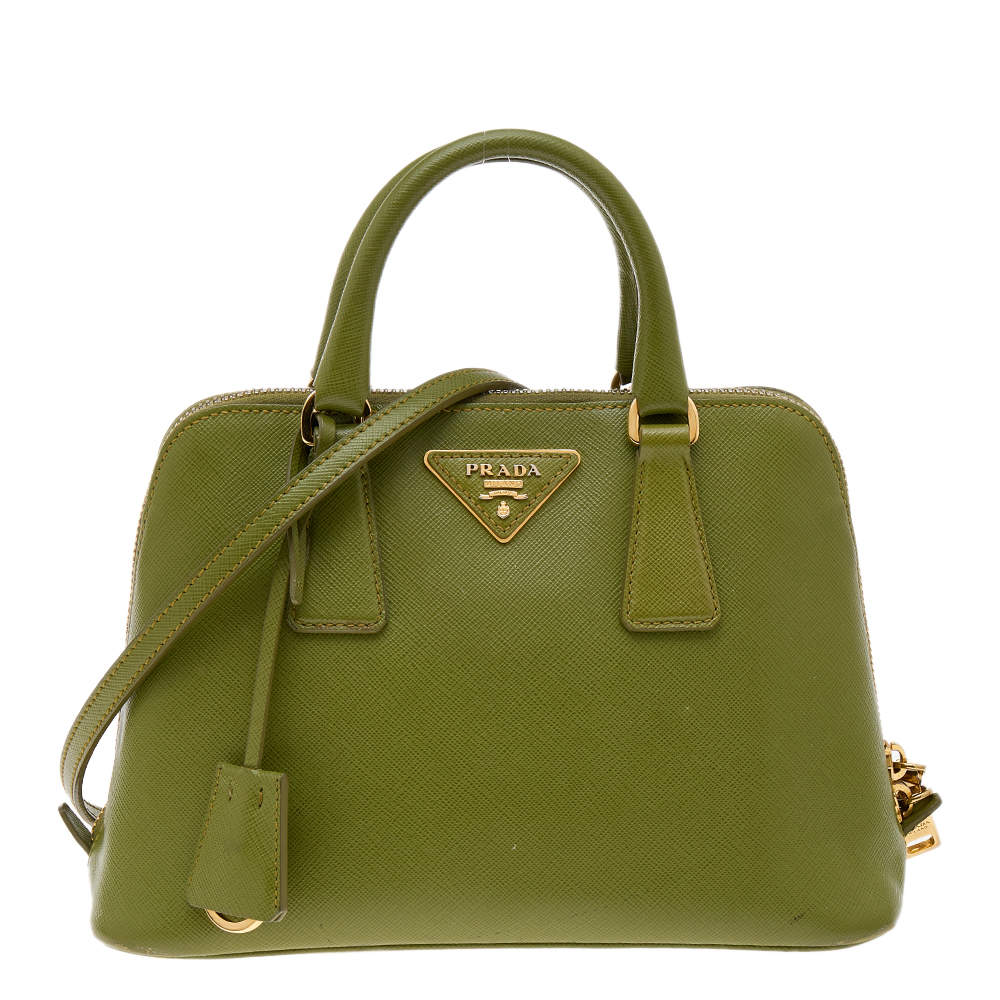 Prada Green Saffiano Leather Small Promenade Shoulder Bag