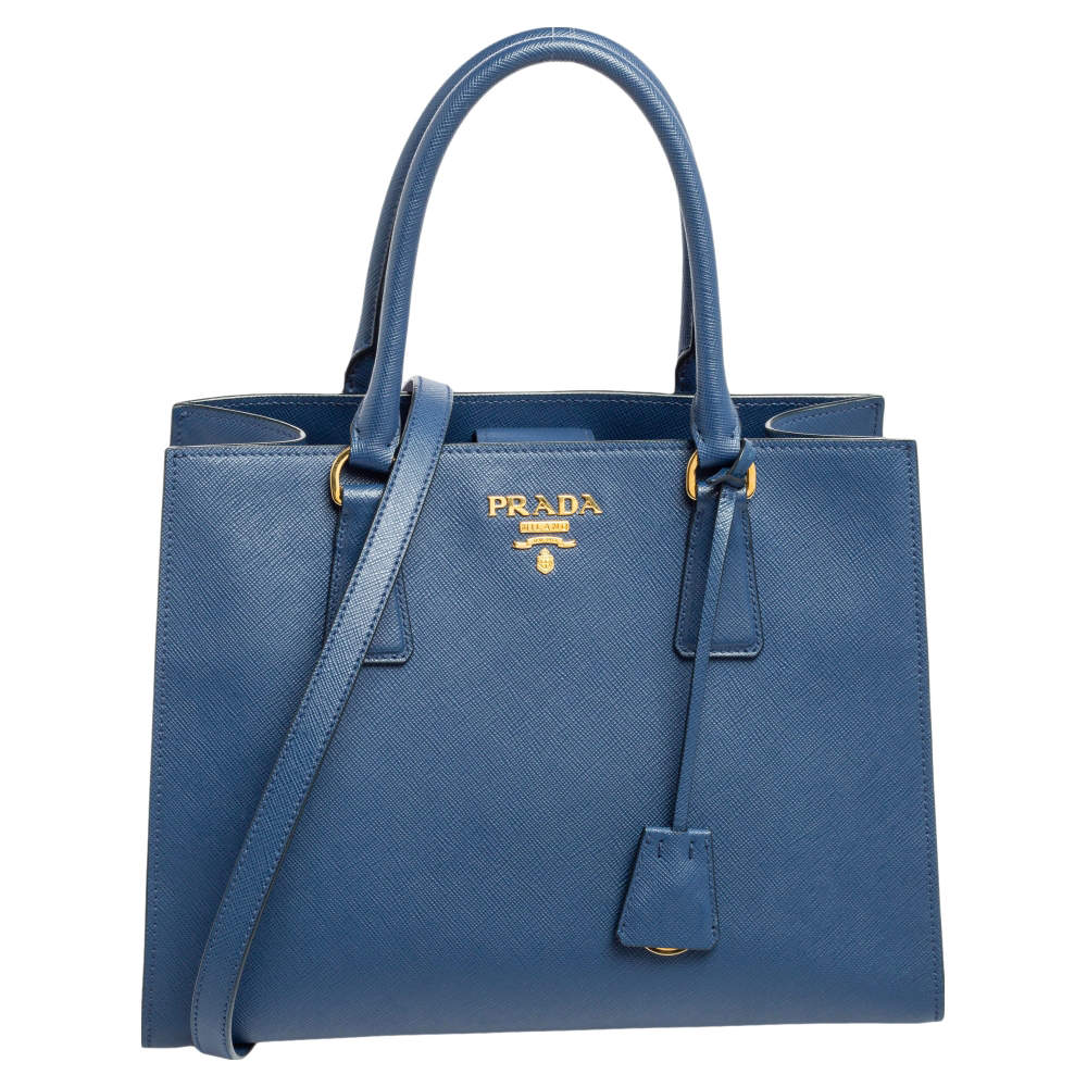 Pre Owned Prada Navy Blue Saffiano Leather Galleria Tote