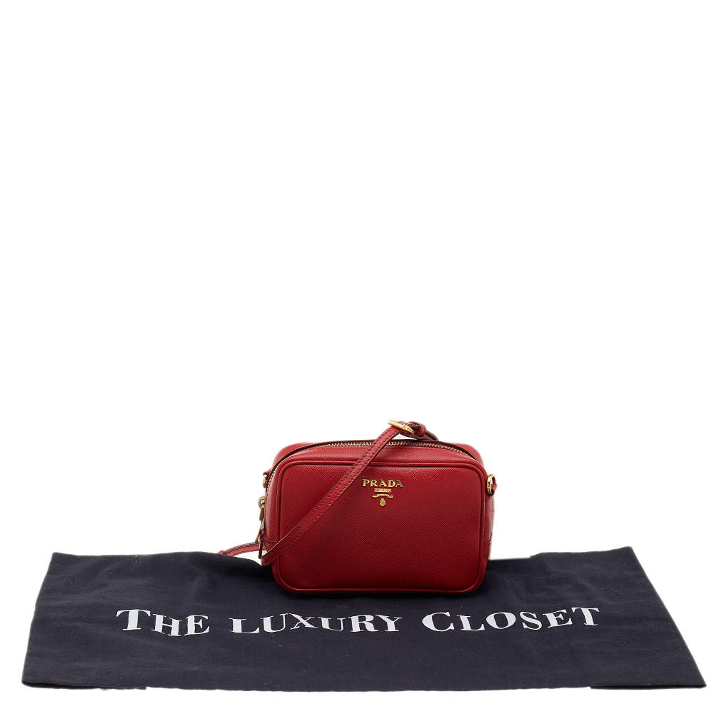Prada Mini saffiano lux Red Leather ref.152201 - Joli Closet