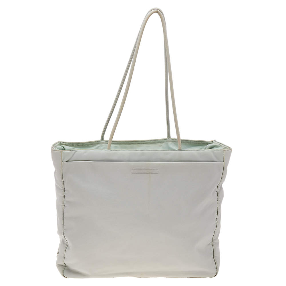 Pre Owned Prada Grey Tessuto Nylon Top Zip Tote