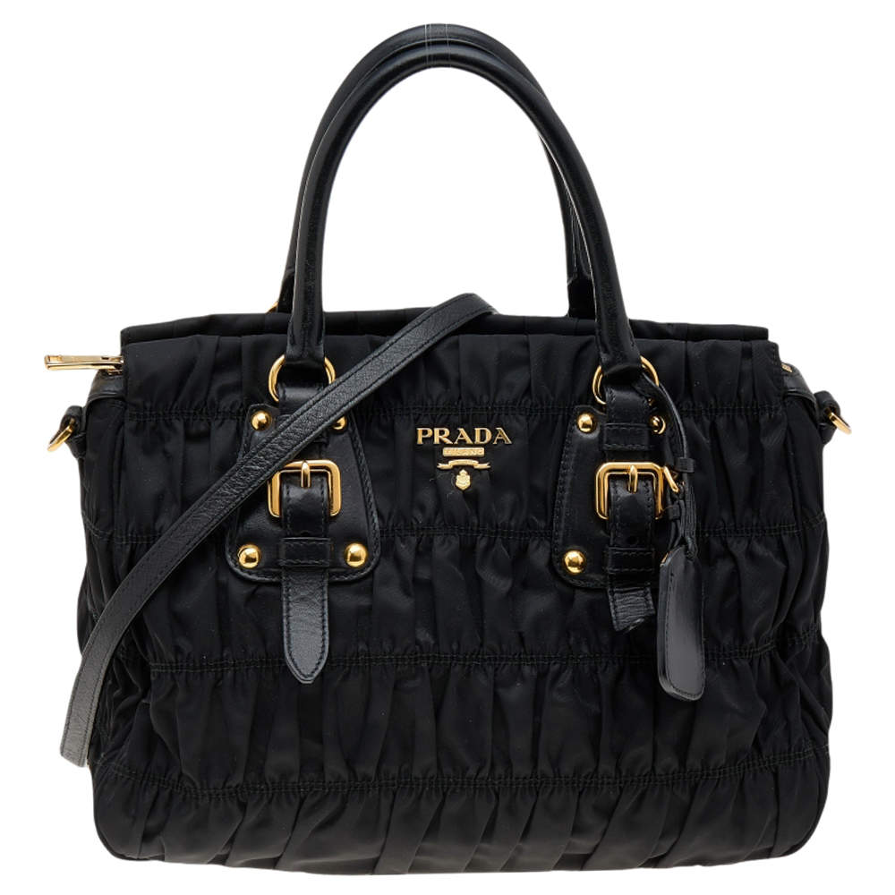 Pre Owned Prada Black Tessuto Nylon Gaufre Tote 