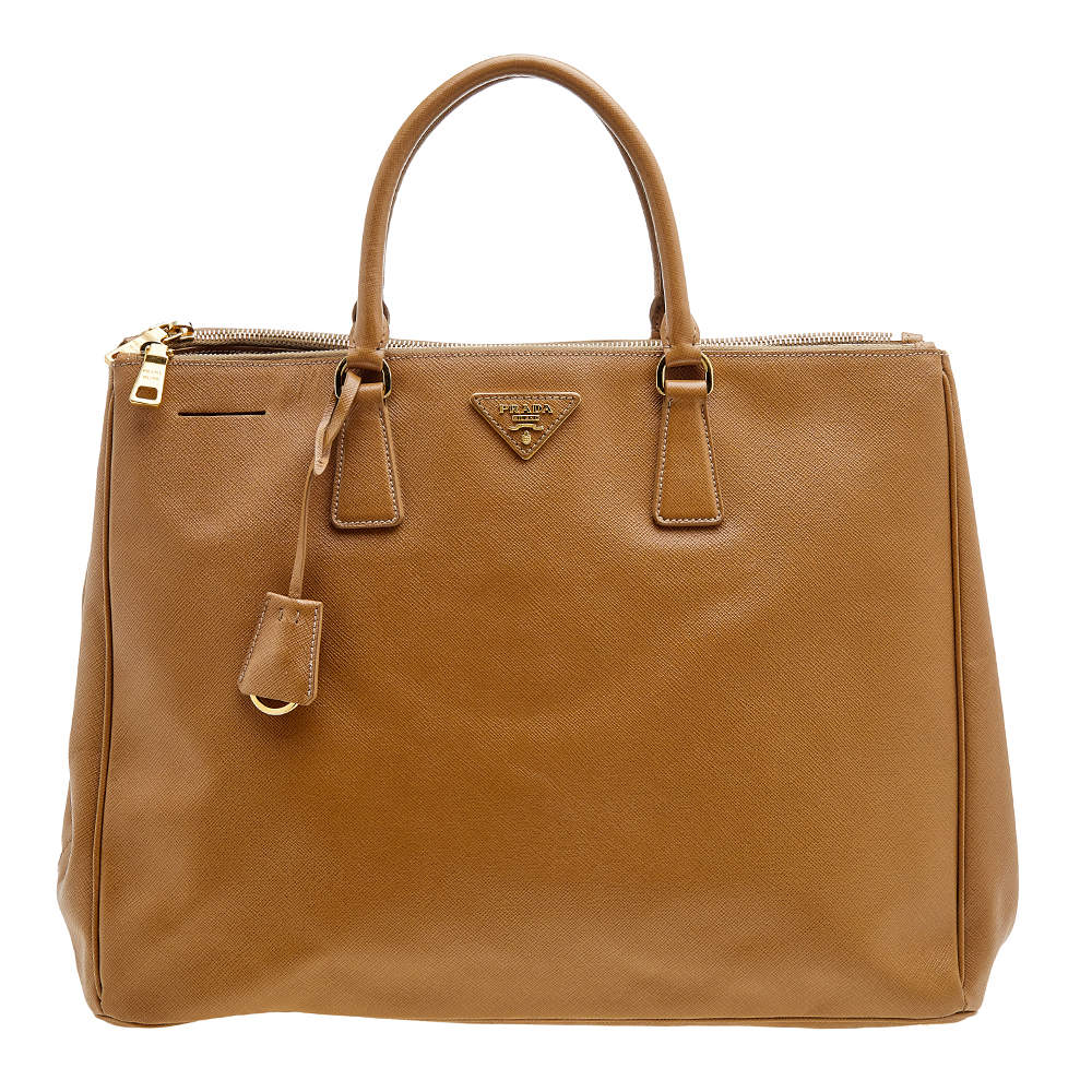 Pre Owned Prada Tan Saffiano Lux Leather Executive Galleria Tote