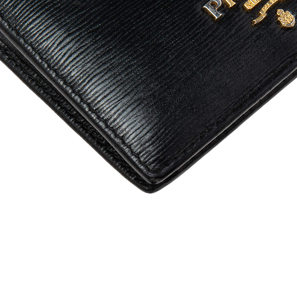 Prada Vitello Move Compact Wallet Bluette in Vitello Leather with Gold-tone  - US