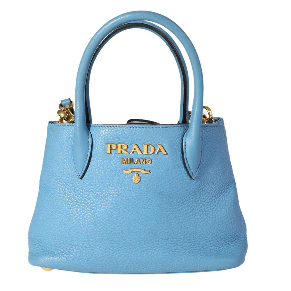 Prada Blue Vitello Daino Leather Mini Tote Bag Prada | TLC