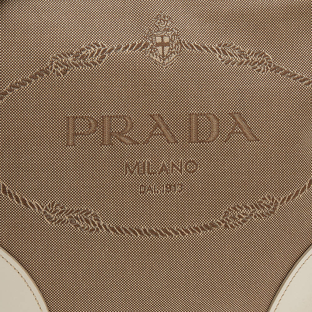 Prada Brown Canapa Canvas Crossbody Bag Beige Leather Cloth Pony-style  calfskin Cloth ref.310188 - Joli Closet