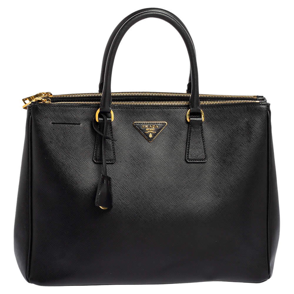 Pre Owned Prada Saffiano Lux Leather Large Double Zip Tote