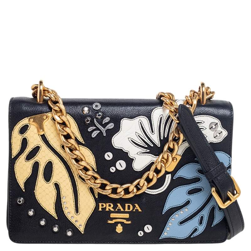 Prada Black Leather Hawaii Chain Flap Crossbody Bag Prada | TLC