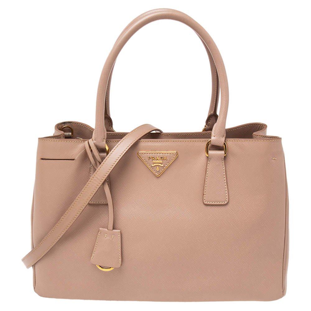 Pre Owned Prada Beige Saffiano Leather Medium Galleria Tote