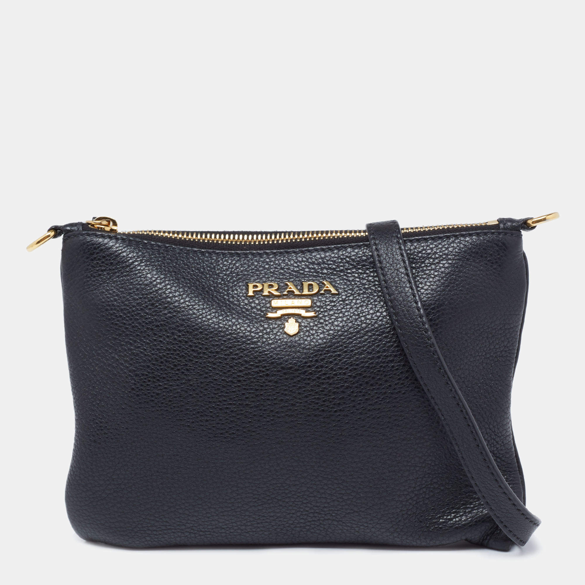 Prada Black Leather Top Zip Shoulder Bag Prada The Luxury Closet