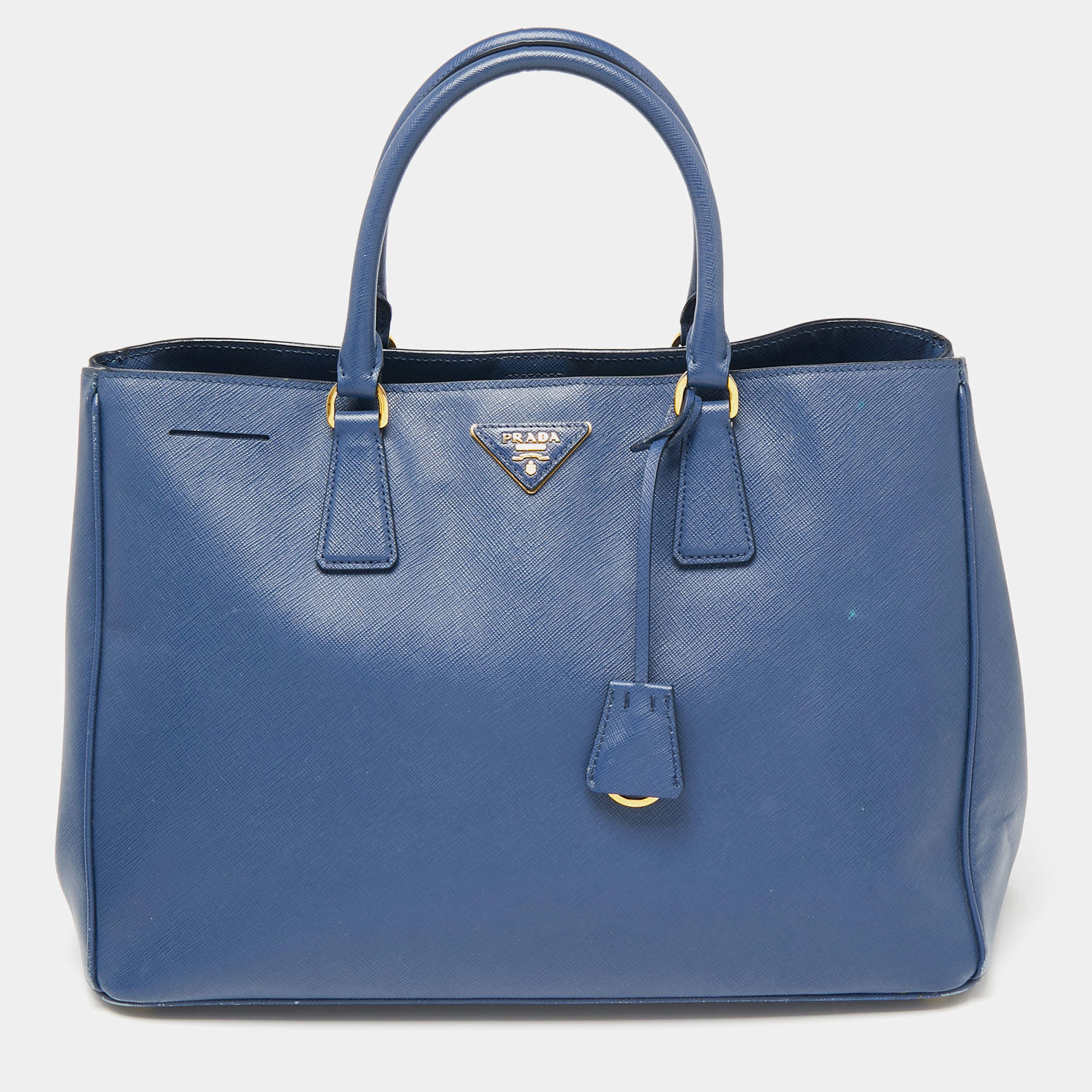 Pre Owned Prada Navy Blue Saffiano Lux Leather Large Gardener's Tote