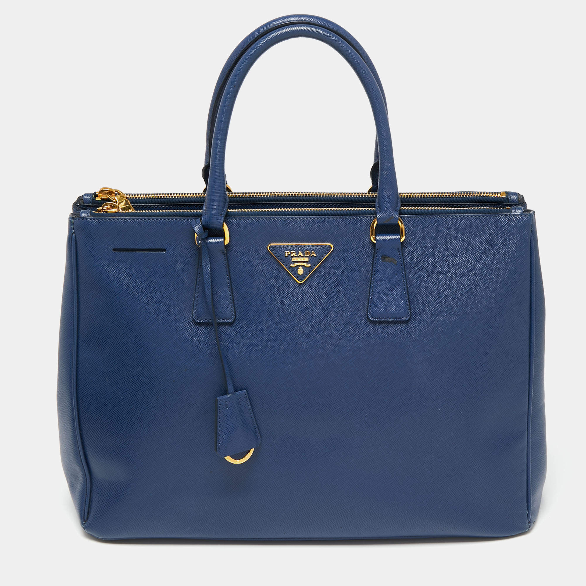 Pre Owned Prada Navy Blue Saffiano Lux Leather Large Galleria Tote