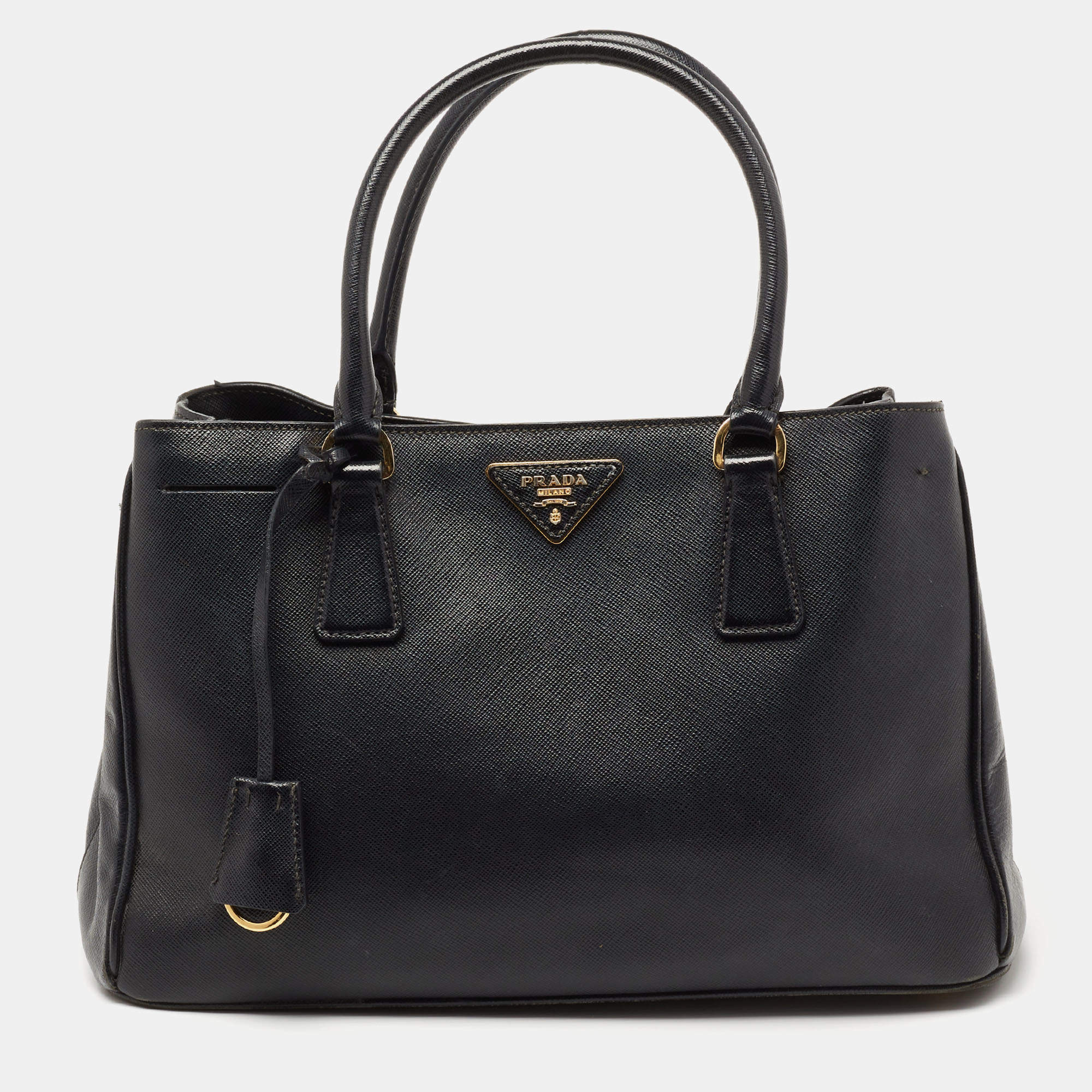 Prada Black Saffiano Lux Leather Medium Galleria Middle Zip Tote Prada ...