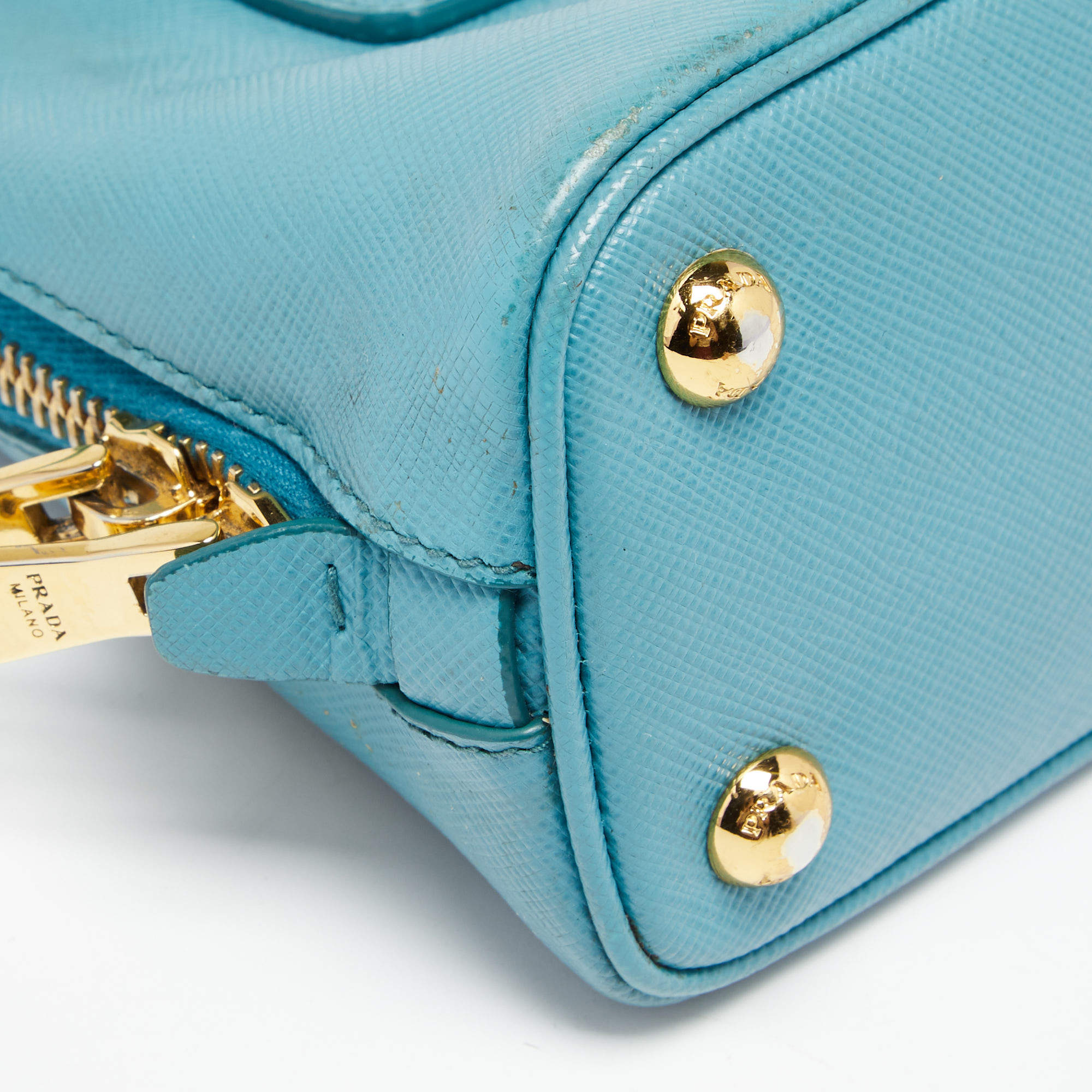 Prada Blue Saffiano Lux Promenade Satchel Turquoise Leather Pony-style  calfskin ref.1020666 - Joli Closet