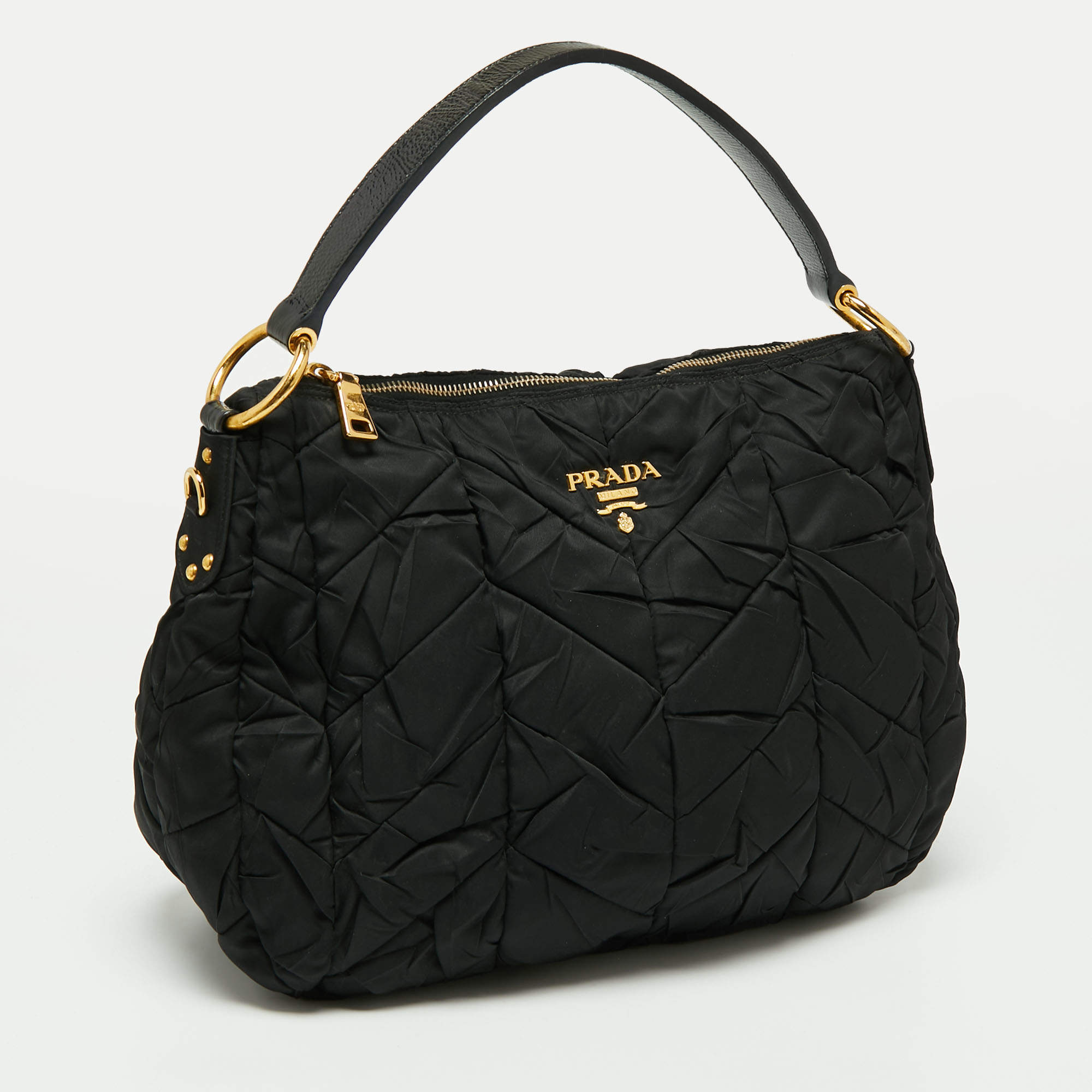 Prada Vintage - Quilted Nylon Hobo Bag - Black - Leather Handbag - Luxury  High Quality - Avvenice