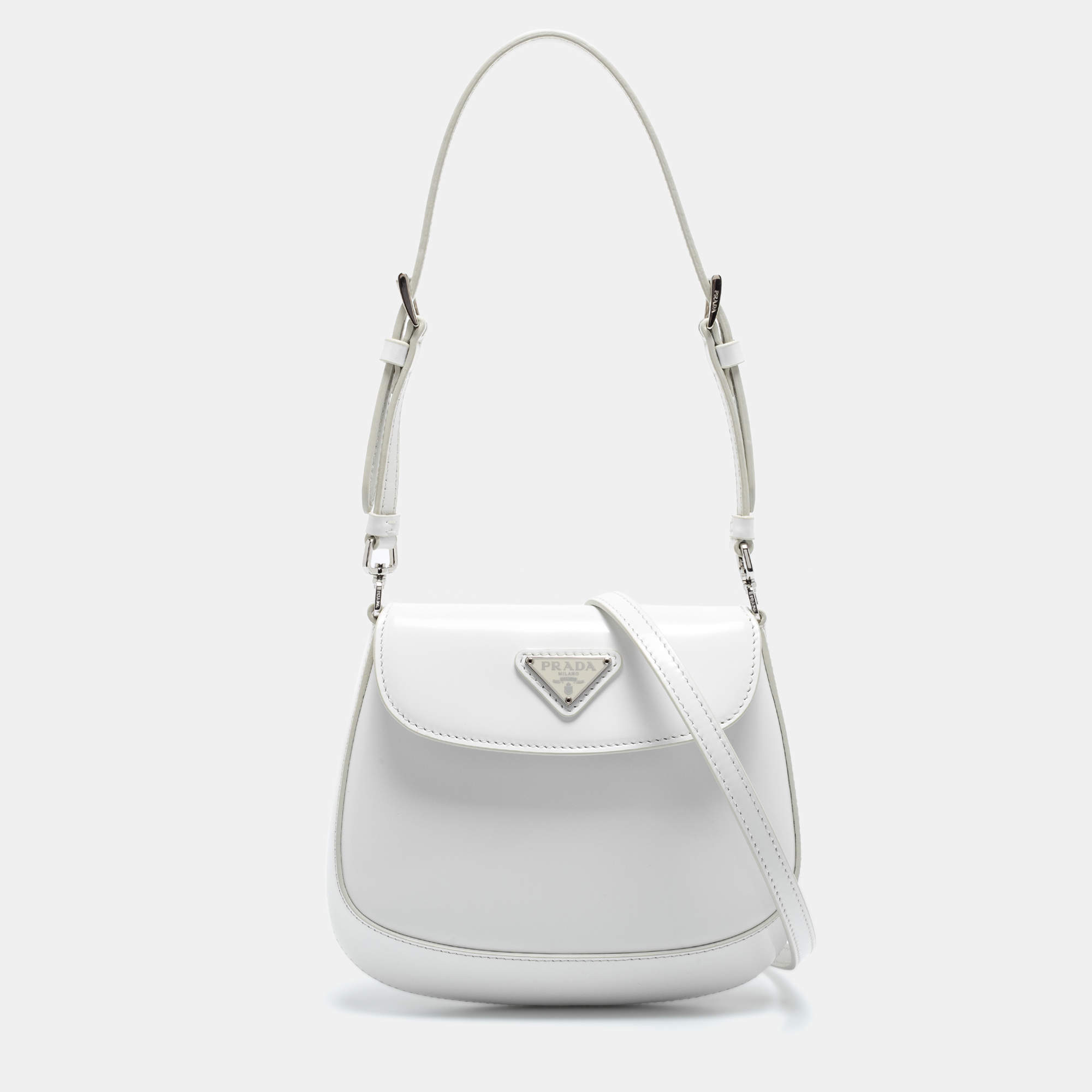 Pre Owned Prada White Leather Mini Crossbody Bag