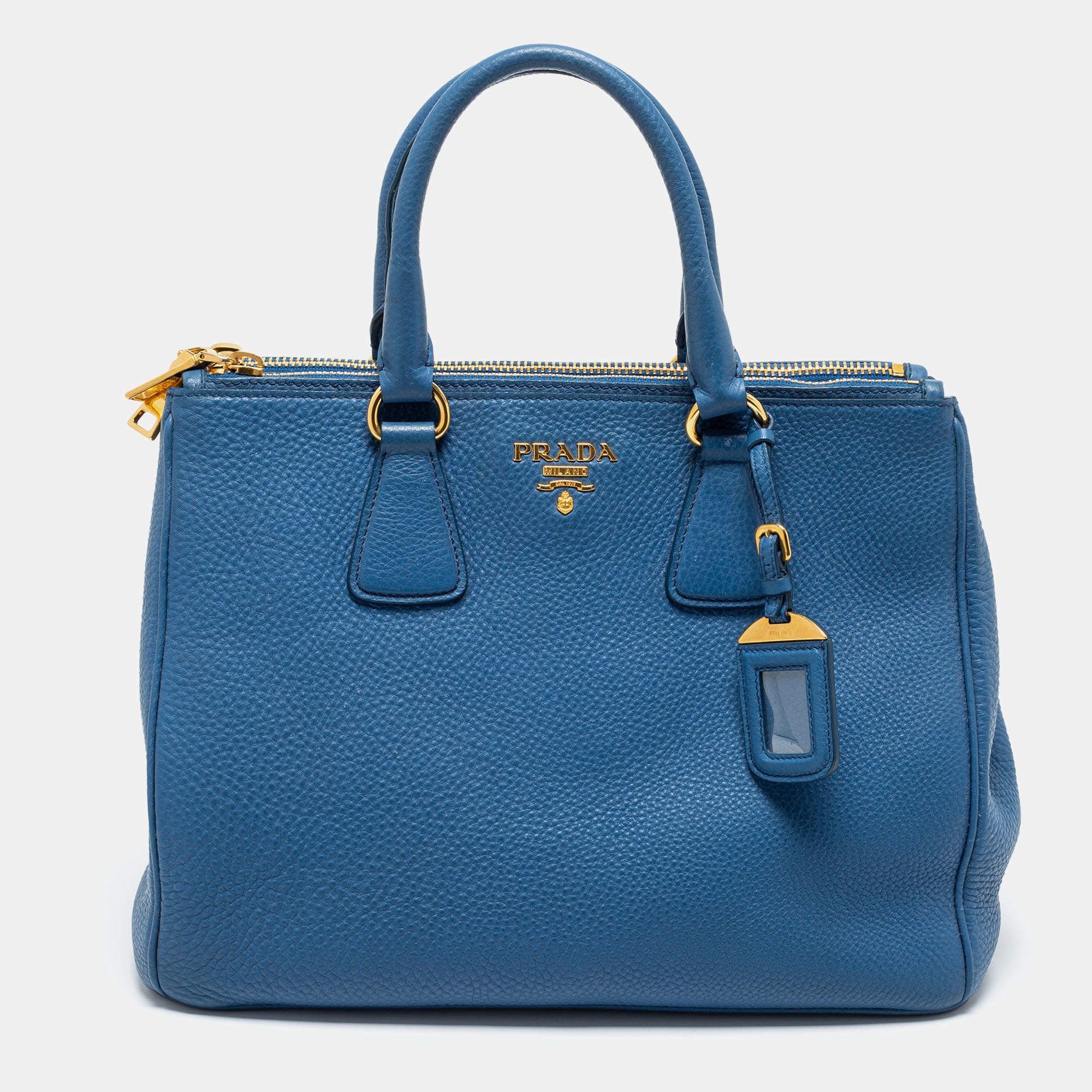 Prada - Vitello Dark Blue Grain Leather Satchel Bag