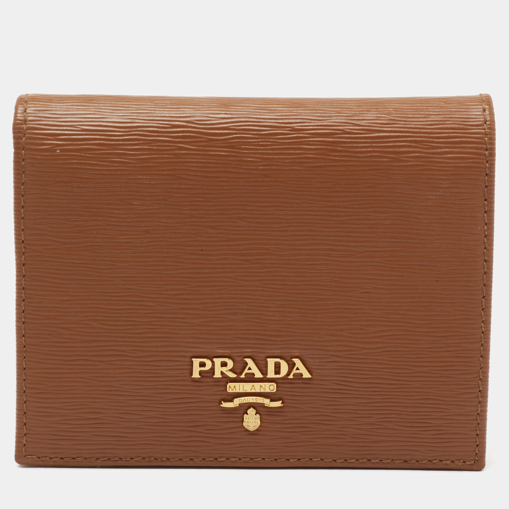 Pre Owned Prada Tan Move Leather Bifold Wallet