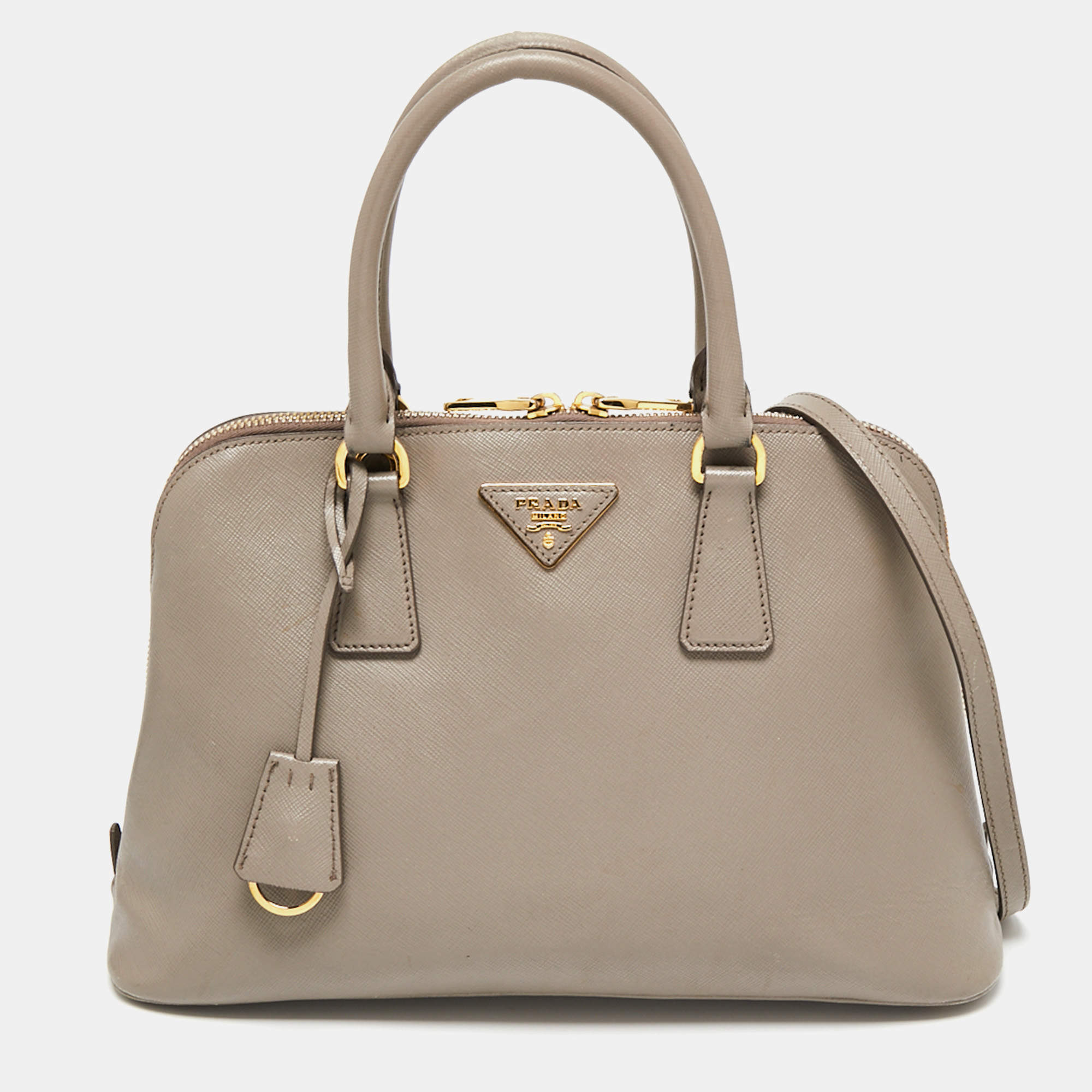 Pre Owned Prada Grey Leather Small Promenade Satchel