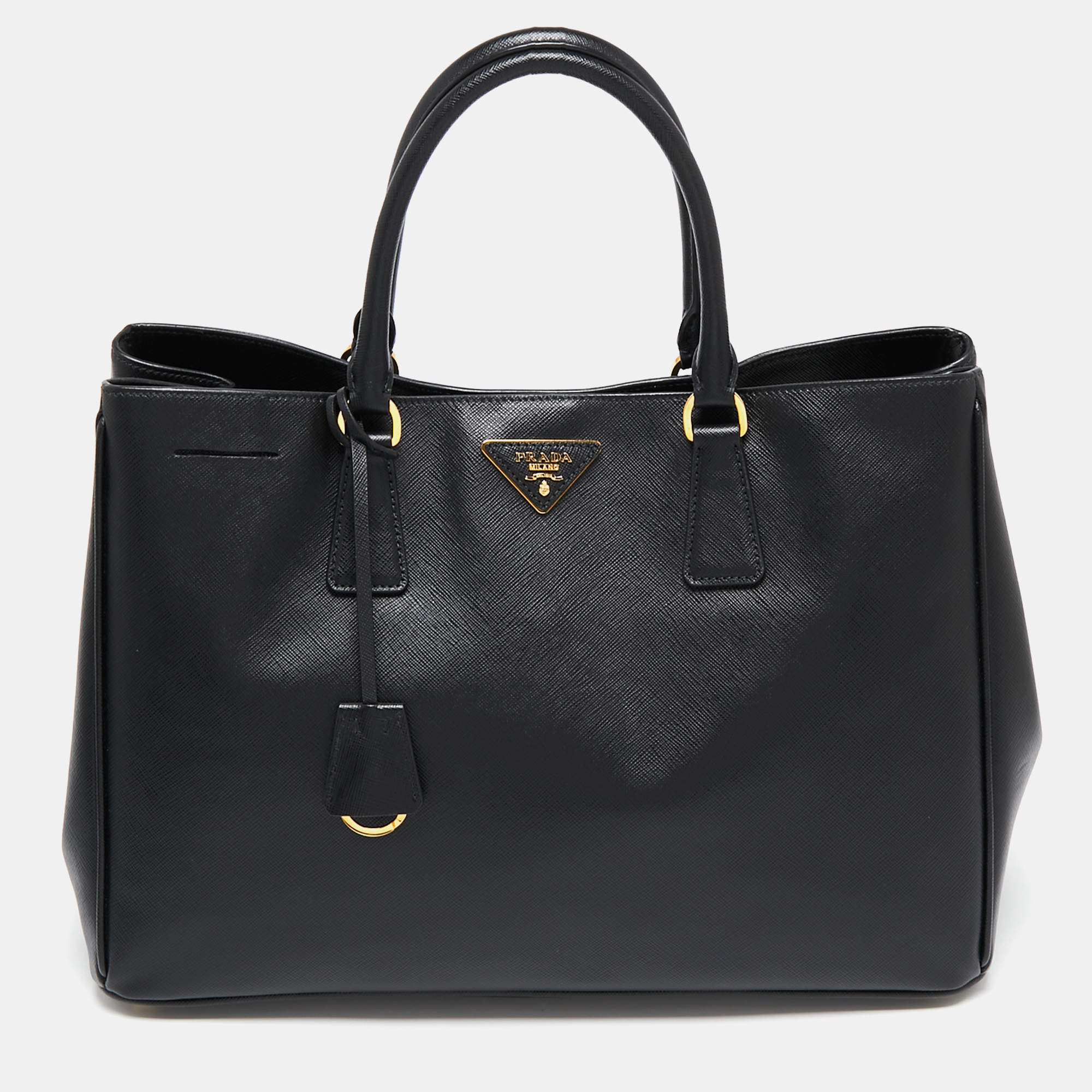Pre Owned Prada Black Saffiano Leather Gardener's Tote