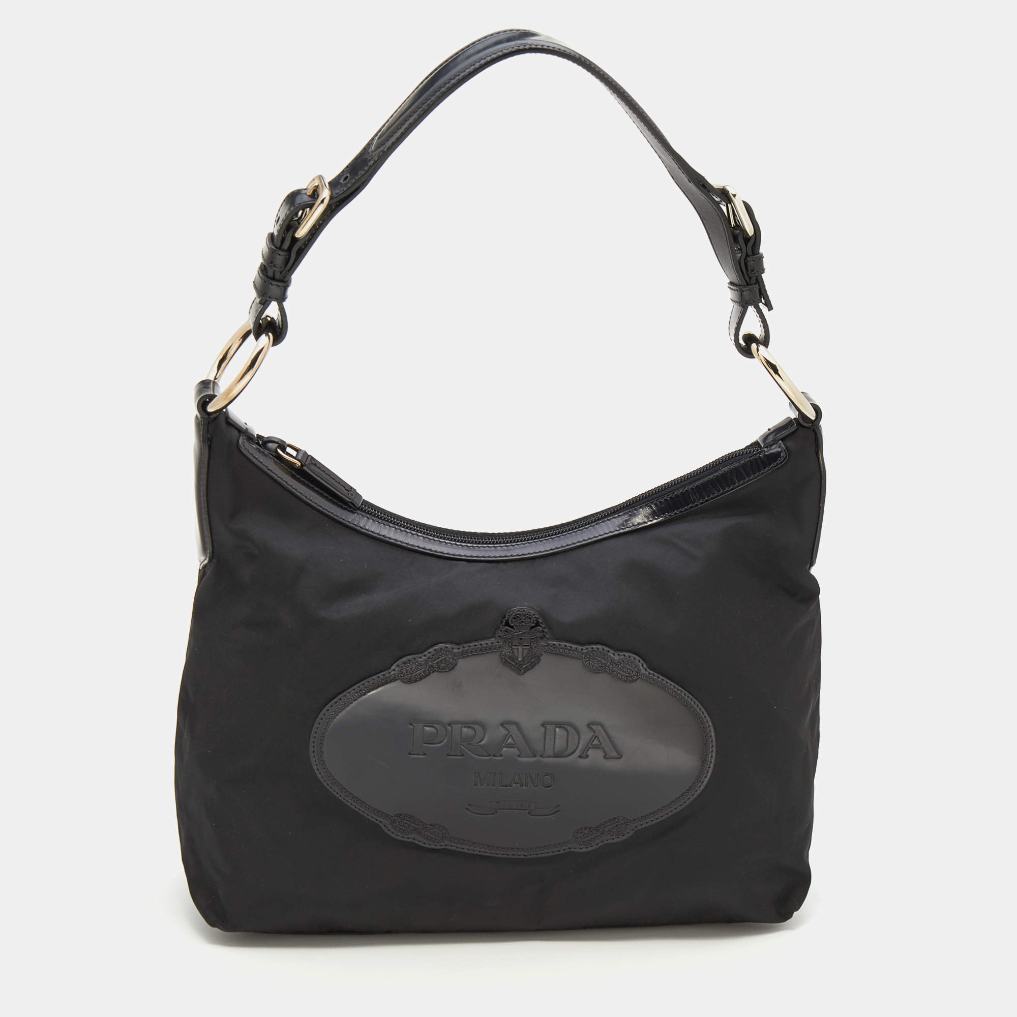 Pre Owned Prada Black Nylon Hobo
