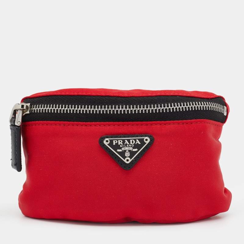 Pre Owned Prada Red Nylon Mini Pouch