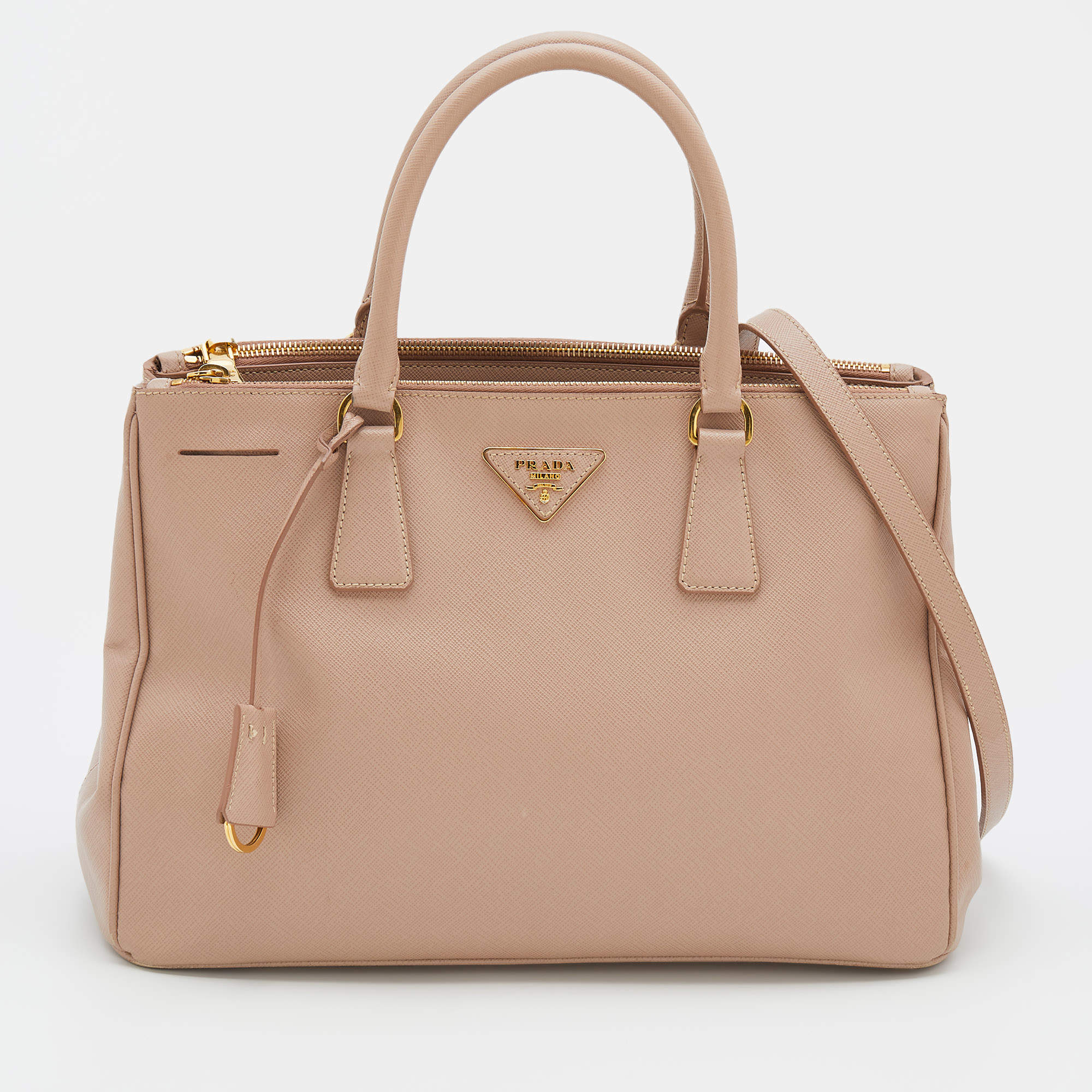 Pre Owned Prada Beige Leather Large Galleria Tote