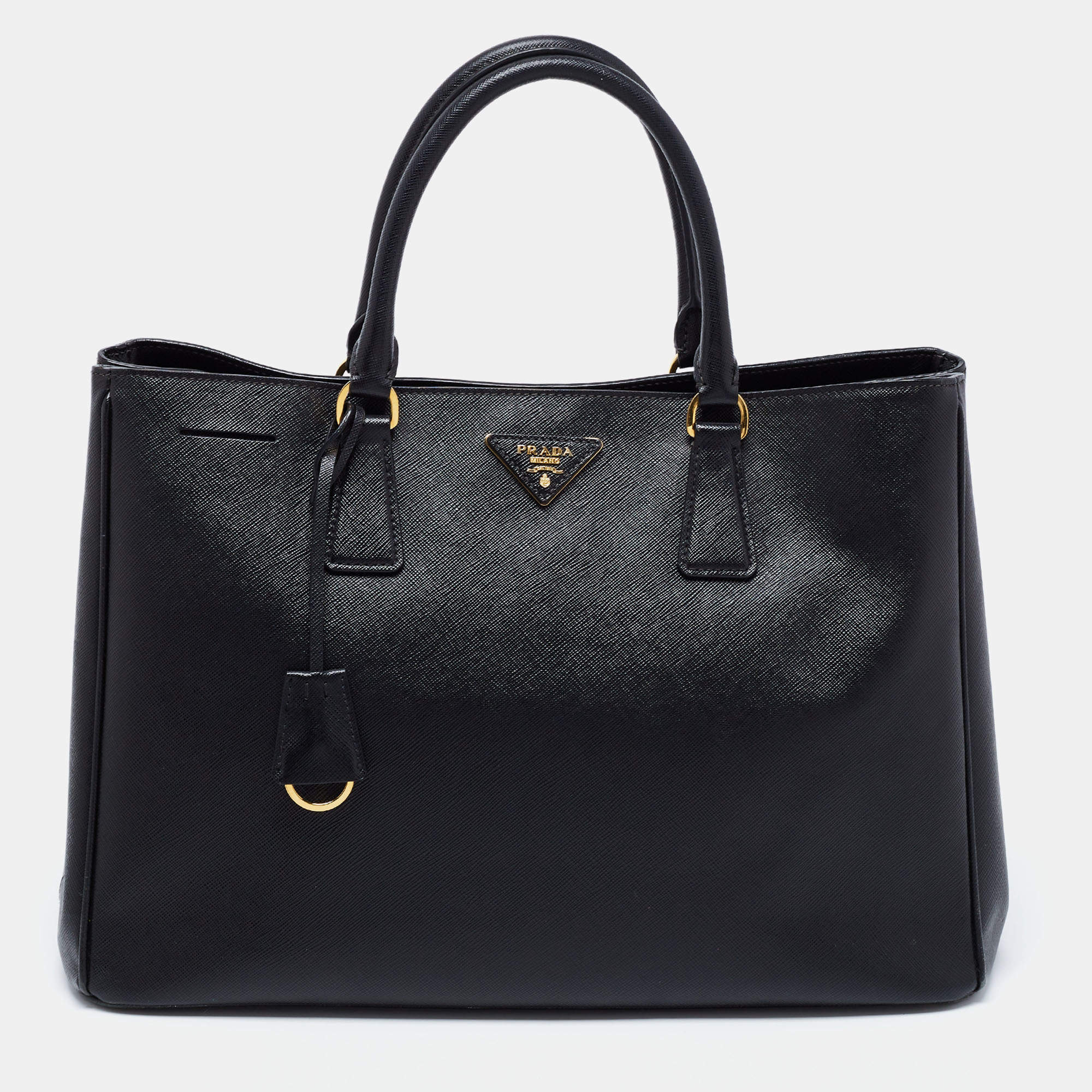 Pre Owned Prada Black Saffiano Leather Gardener's Tote