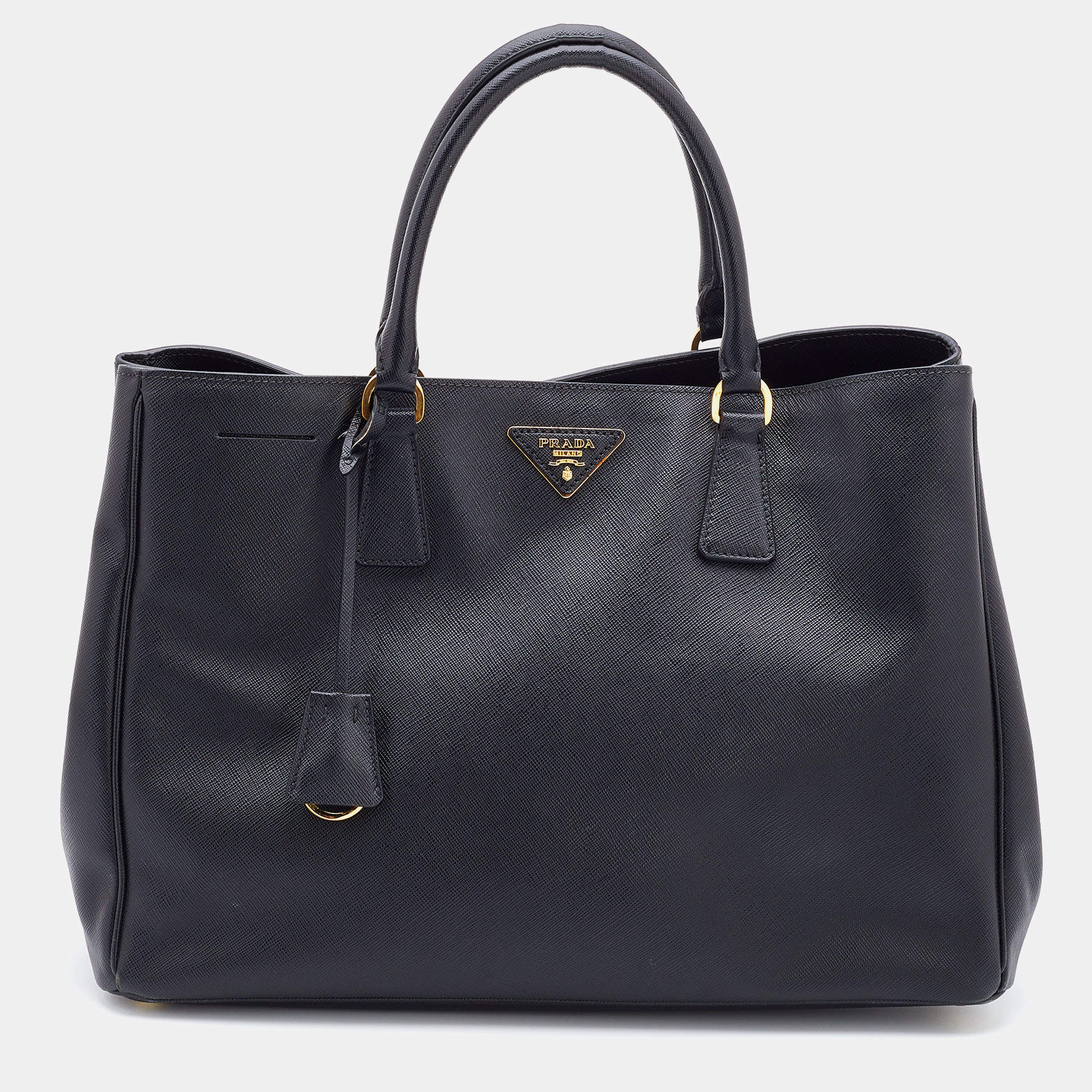 Pre Owned Prada Black Saffiano Leather Large Gardener's Tote