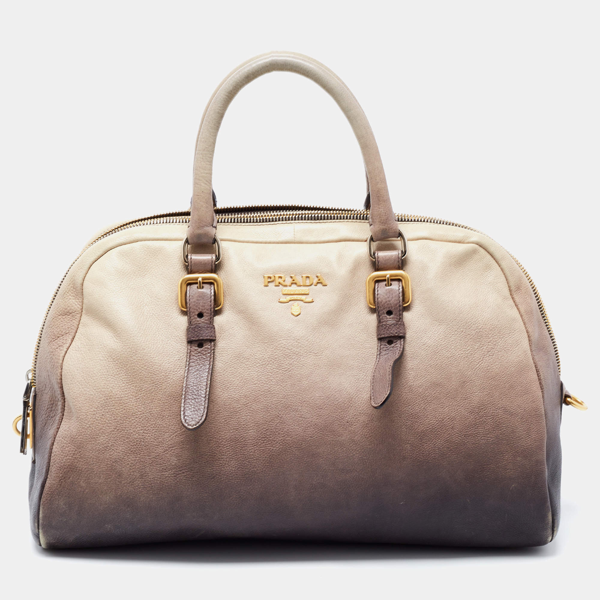 Pre Owned Prada Multicolor Leather Zip Satchel