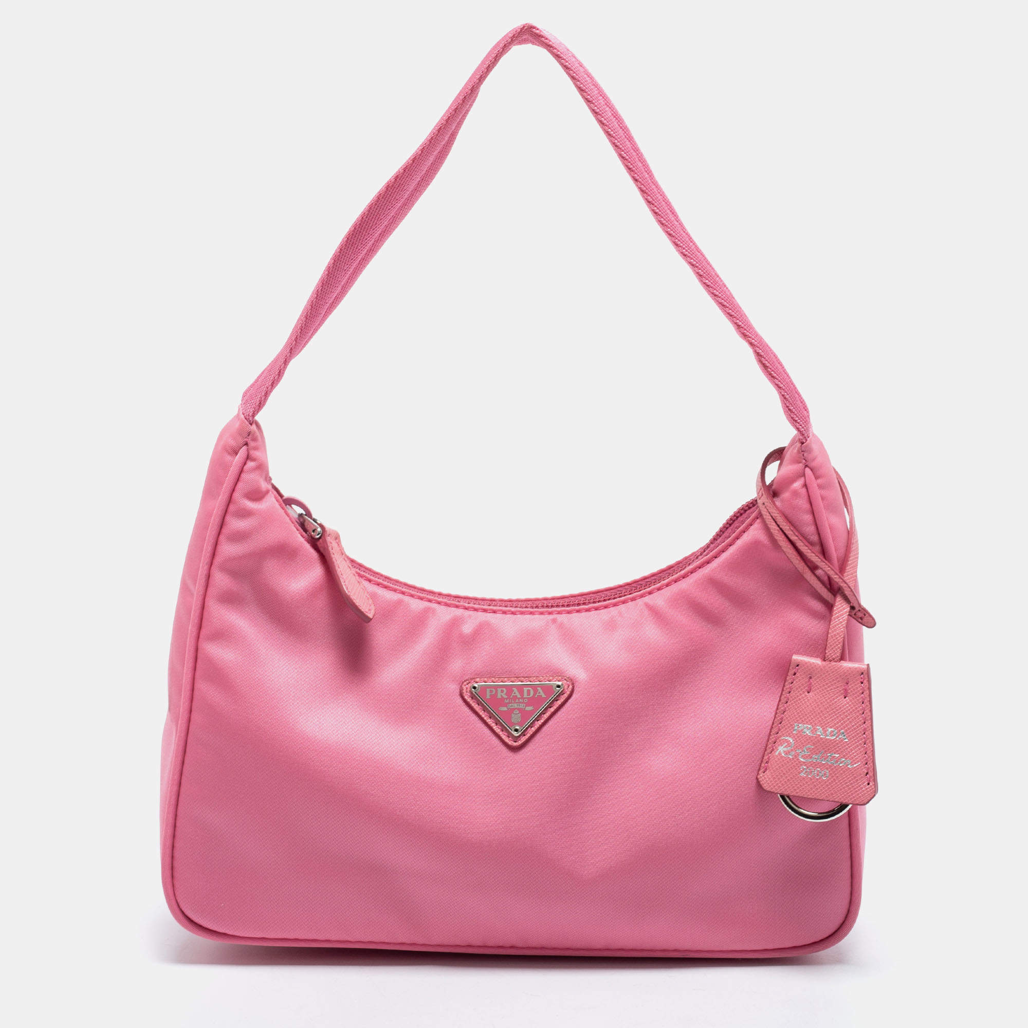 Pre Owned Prada Pink Nylon Mini Re-Edition 2000 Shoulder Bag