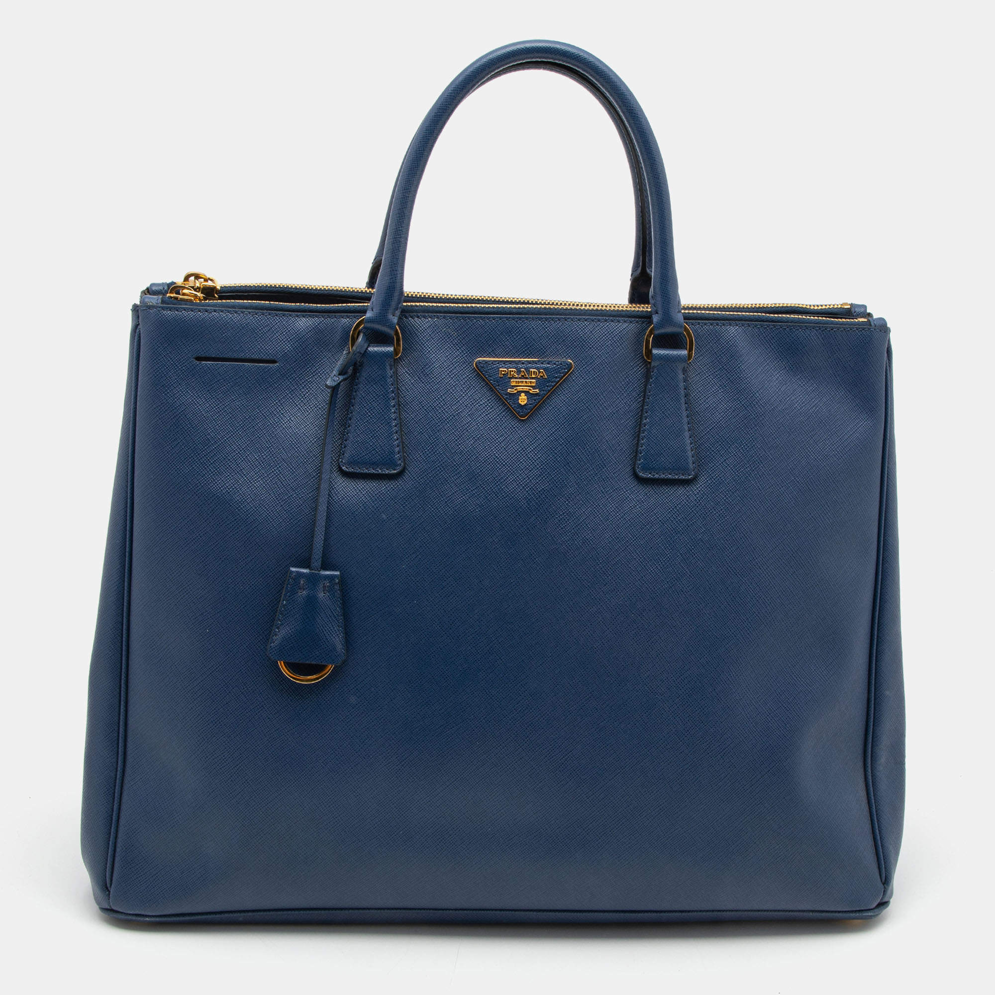 Pre Owned Prada Navy Blue Saffiano Lux Leather Extra Large Galleria Tote