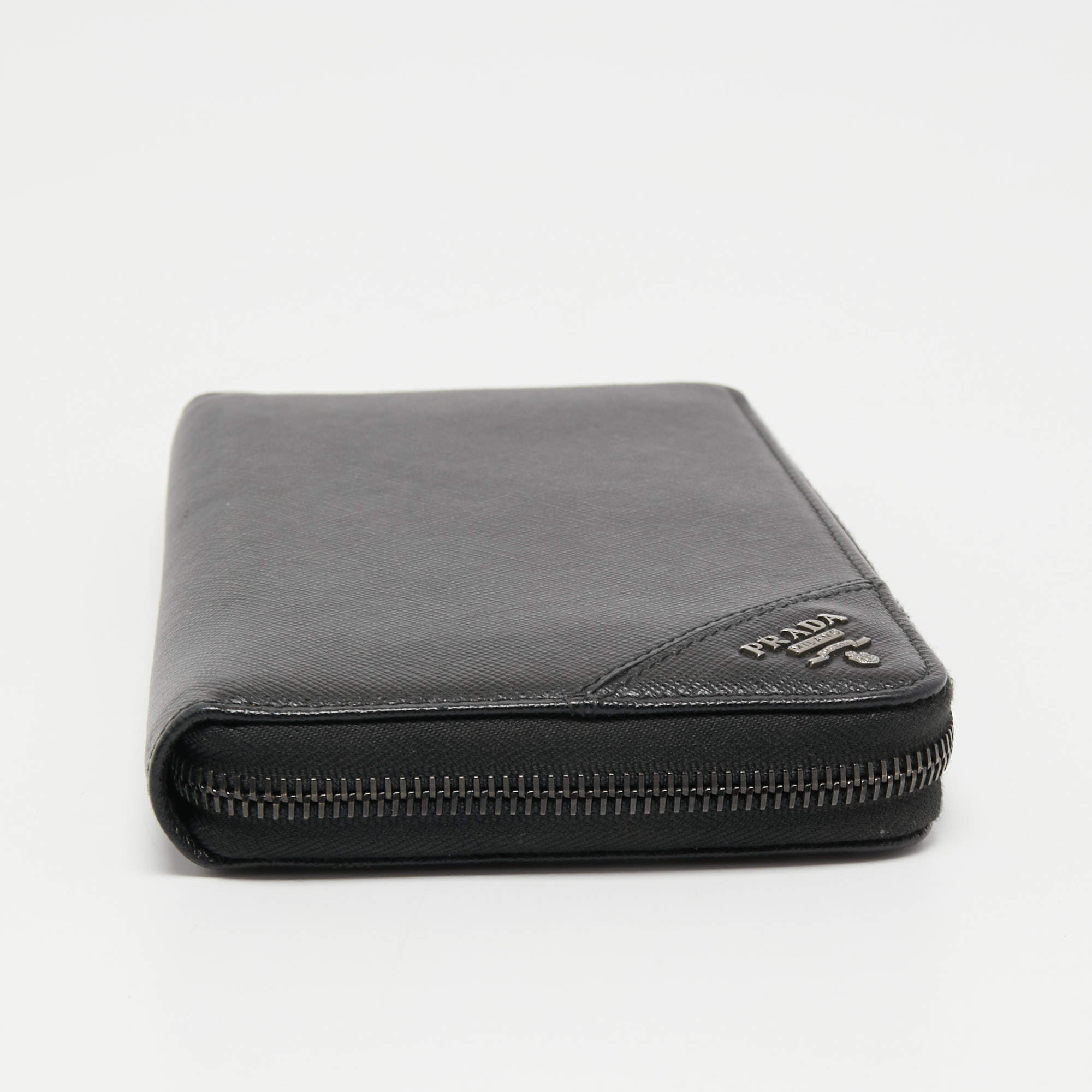 Prada Black Saffiano Zip Around Wallet QNADVD3RKB069