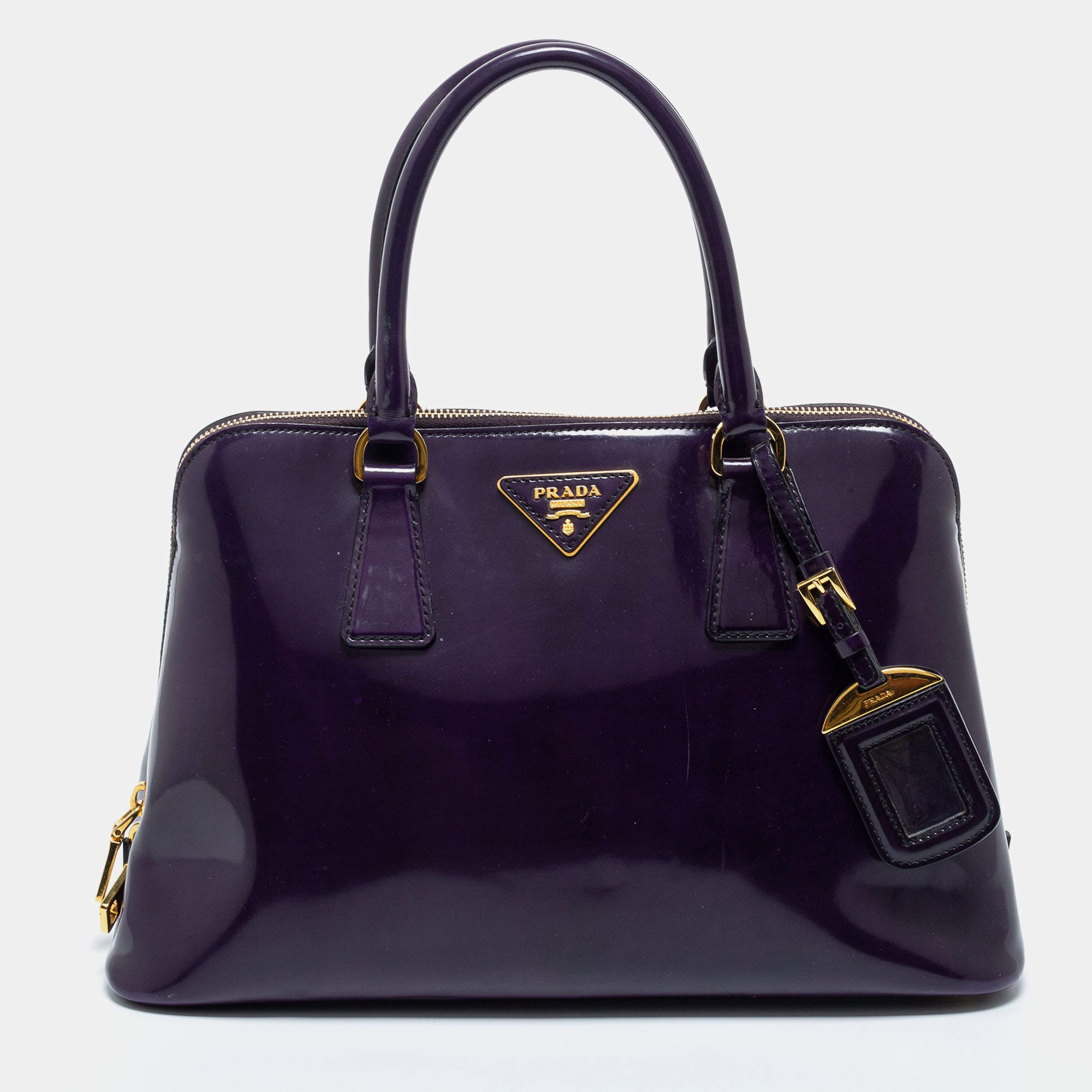 Prada Purple Patent Leather Medium Promenade Satchel