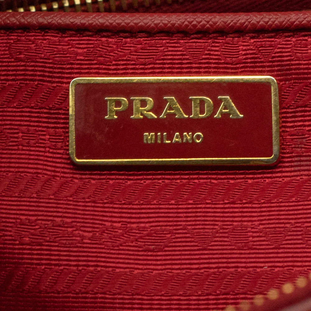 Vintage Prada Red Saffiano Leather Large Galleria Tote Bag –