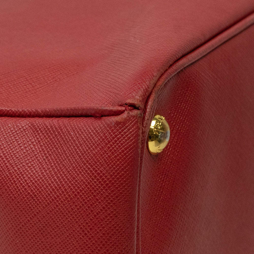 Vintage Prada Red Saffiano Leather Large Galleria Tote Bag –