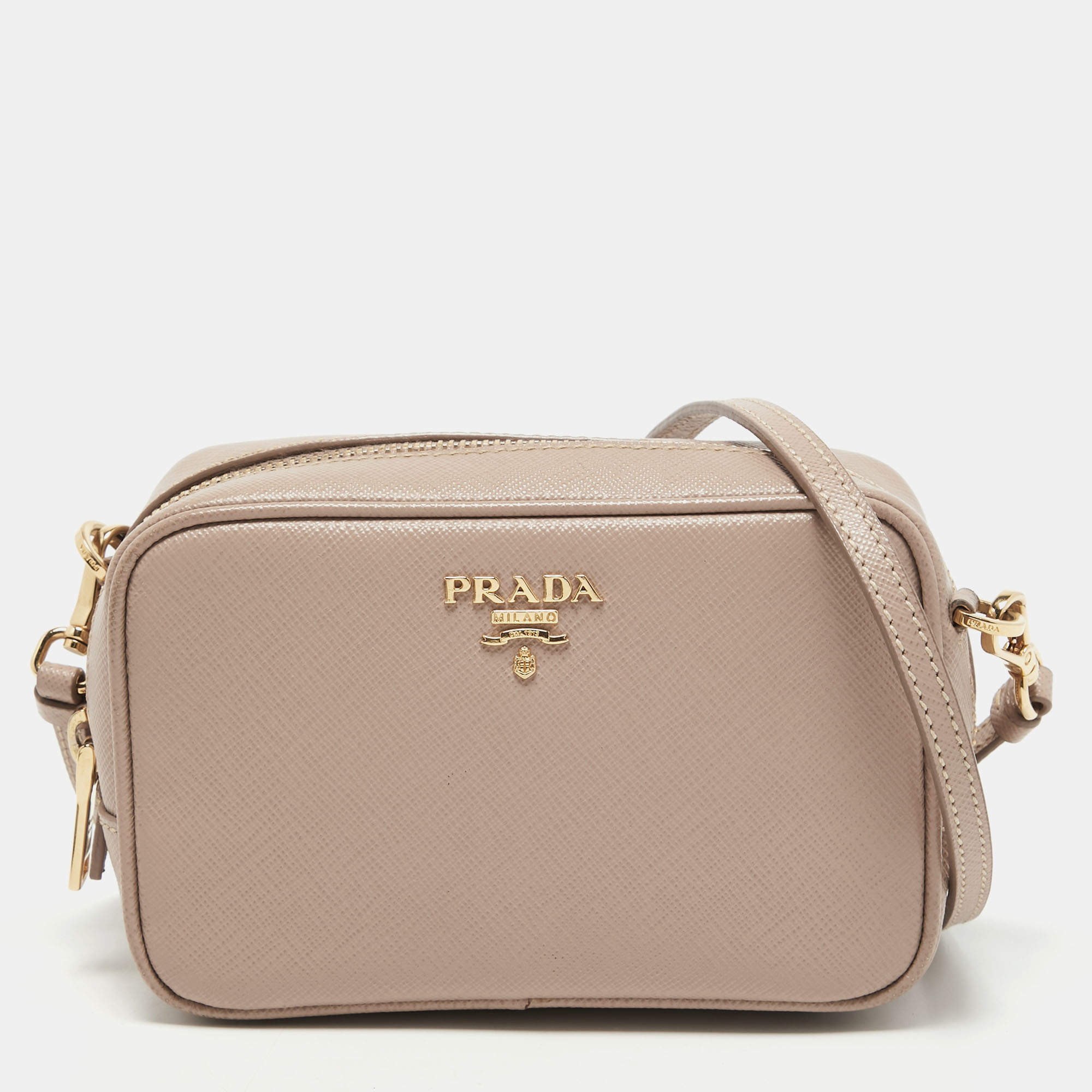 PRADA Clutch bag gold gold leather Intrecciato from japan