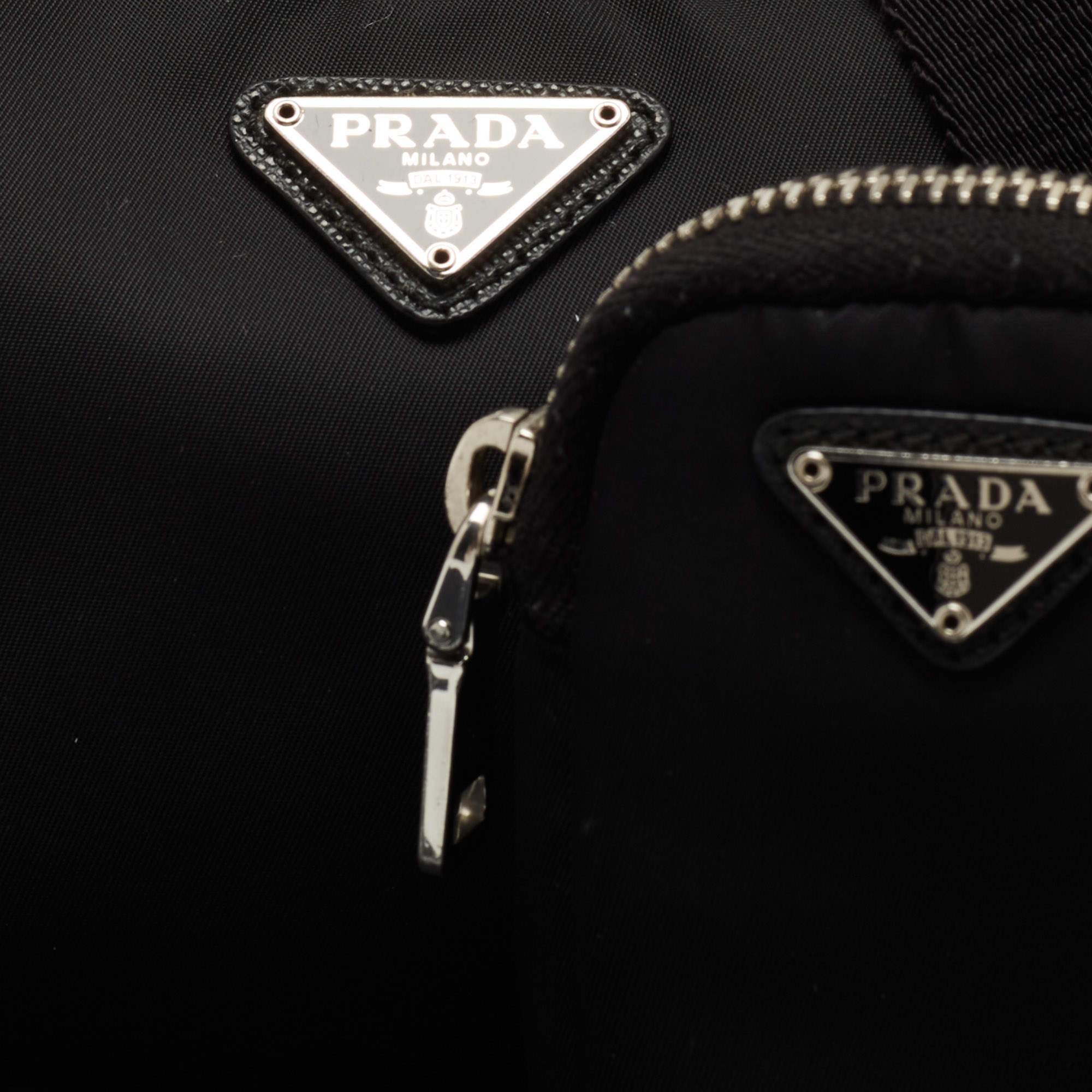 Prada, Bags, Prada Milano Pocono Cross Body Shoulder Bag Nylon Black  Silver Italy