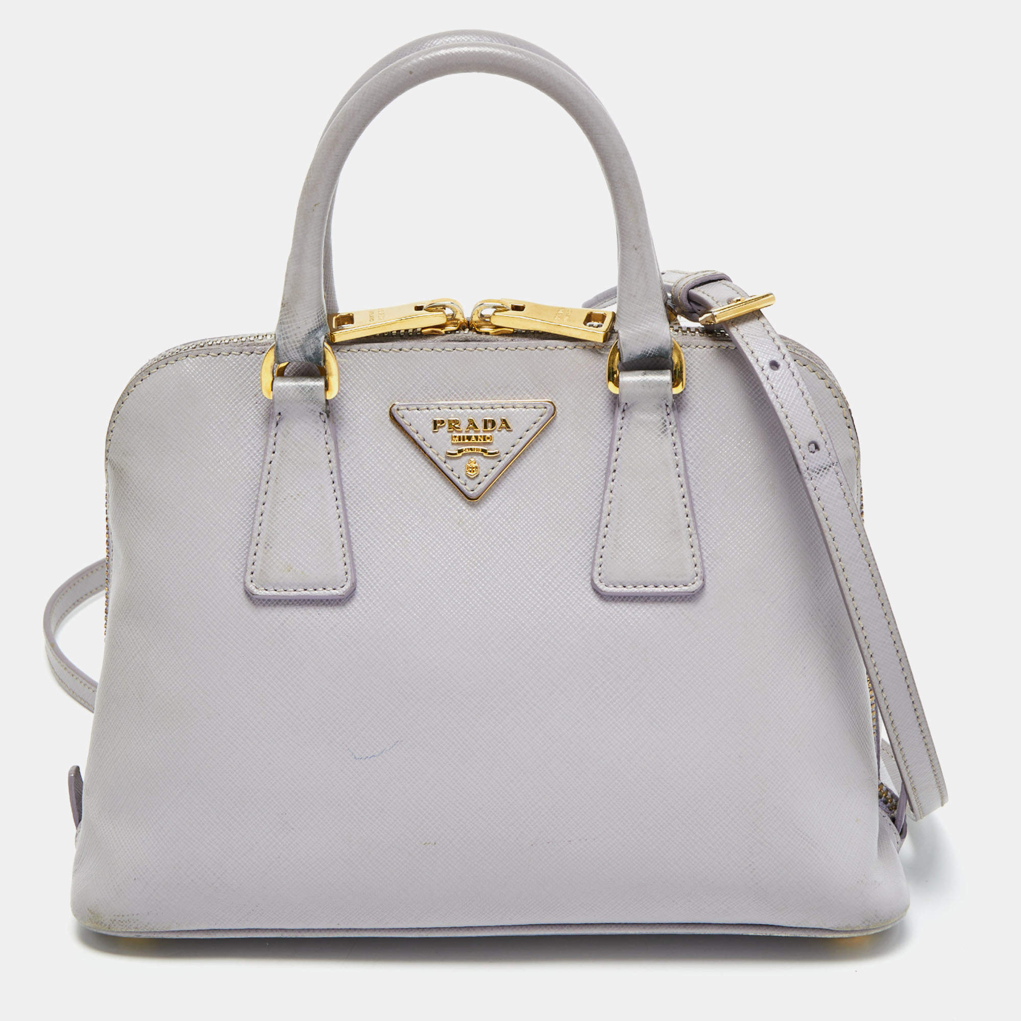 مملوكة مسبقًا Prada Lilac Saffiano Lux Leather Small Promenade Satchel