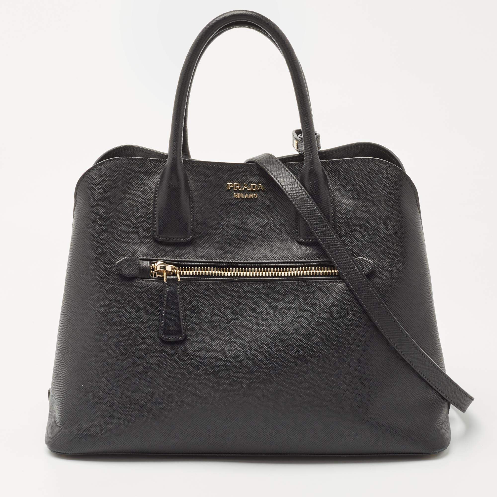 Prada Black Saffiano Leather Promenade Satchel