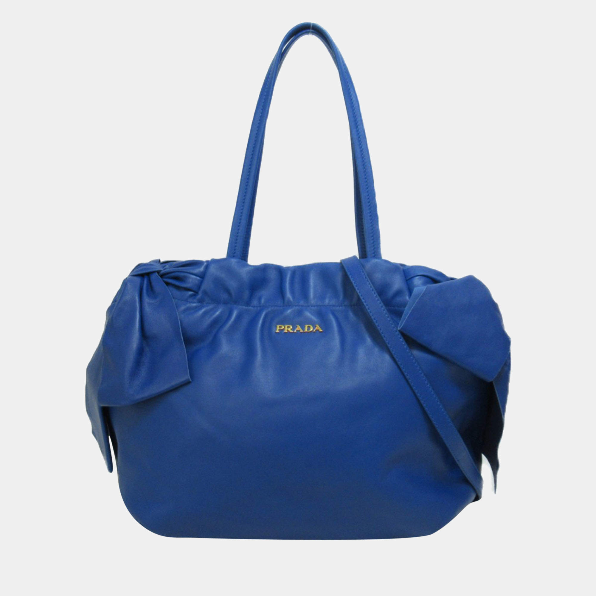 Prada Blue Leather Bow Shoulder Bag Prada The Luxury Closet