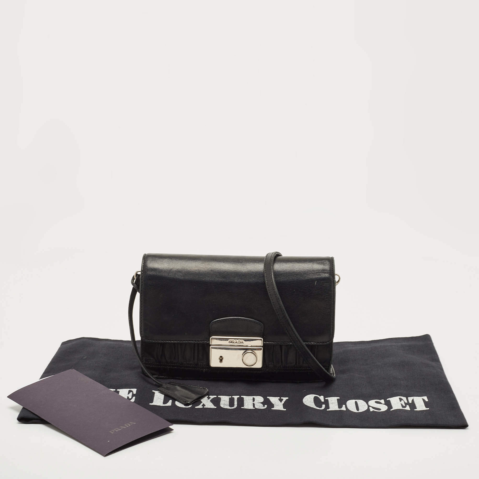Prada Black Gaufre Leather Lock Crossbody Bag Prada | TLC